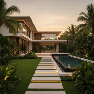 Modern living room after AI-powered home redesign by TERRAVISIONAI showing transformed furniture, colors, and lighting